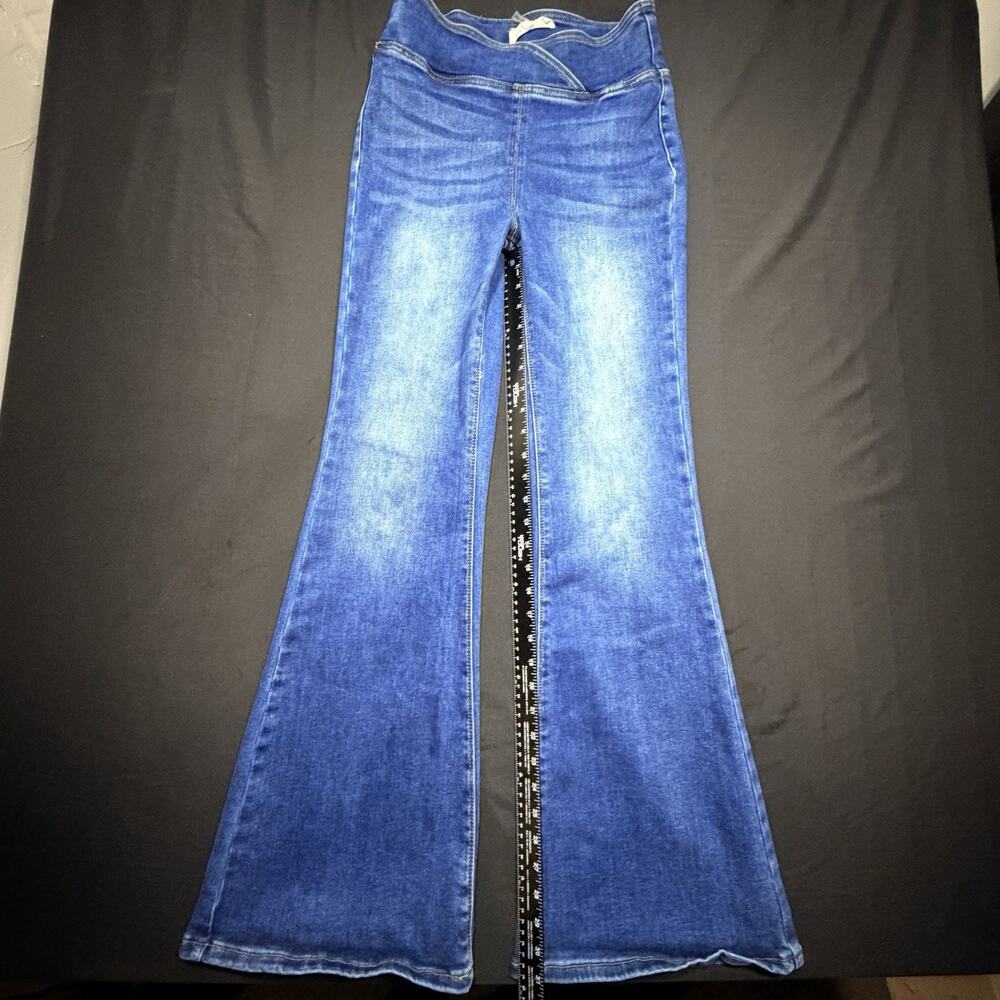 Risen High Rise Bell Bottom Flare Jeans Womens 7/28 Blue - Picture 2 of 8